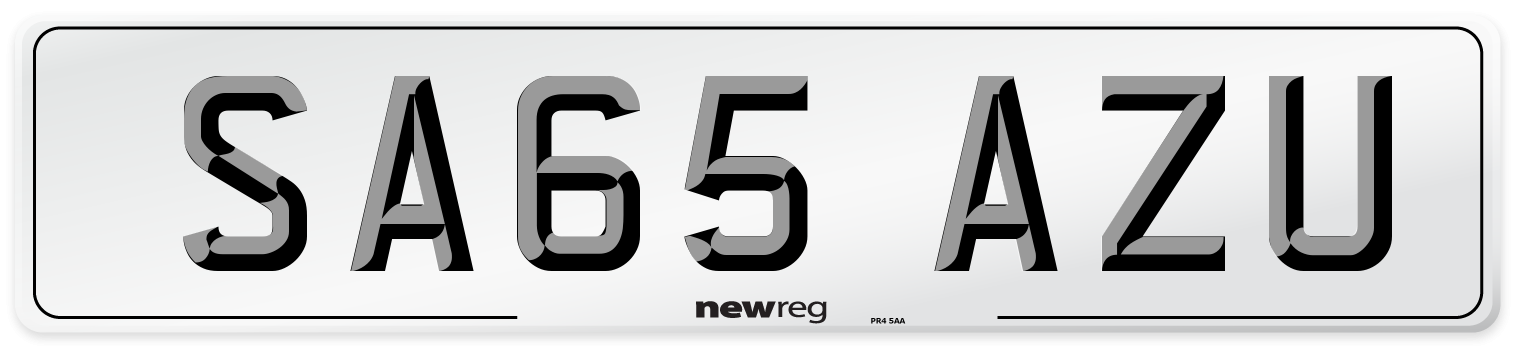 SA65 AZU Number Plate from New Reg